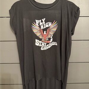 Black Graphic Tee with Eagle Design